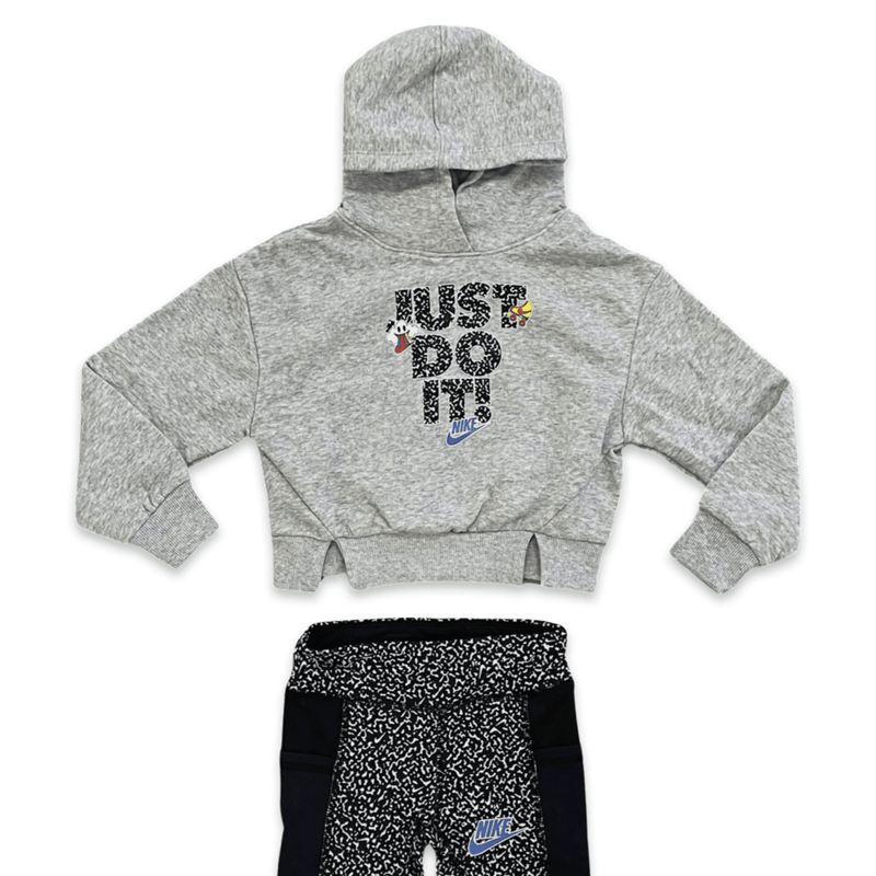 חליפת שתי חלקים עם טייץ מנומר לבנות