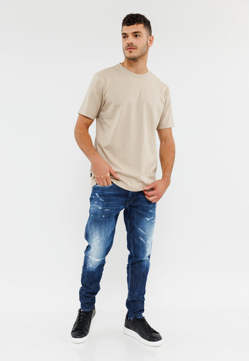 חולצת טי שירט קצרה לגברים - כותנה אוברסייז