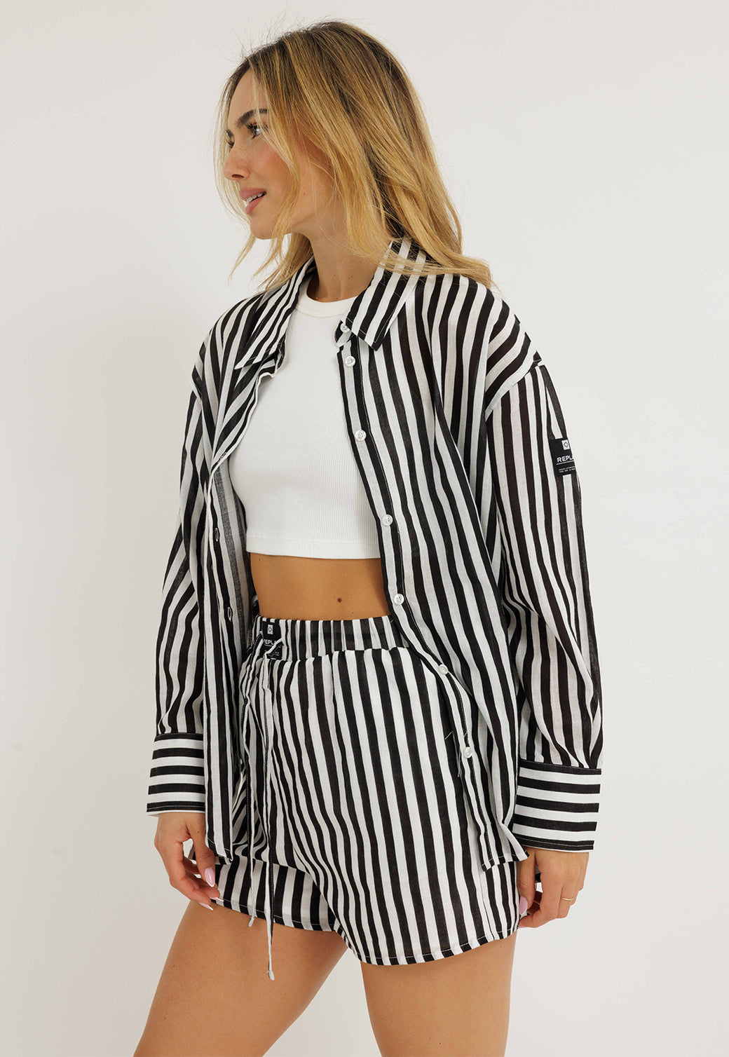 חולצת כפתורים מפוספסת לנשים מבית ריפליי