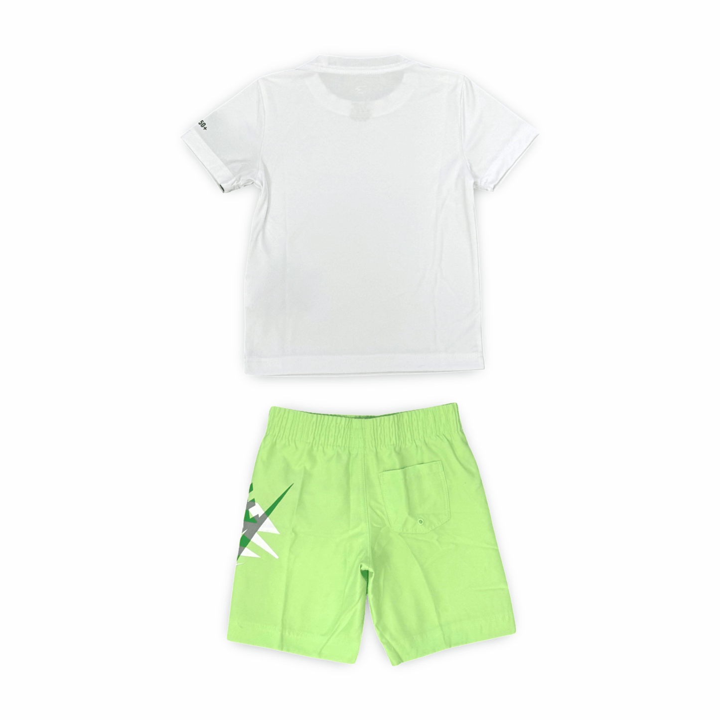 חליפת שתי חלקים קצרה לבנים בצבע לבן וירוק