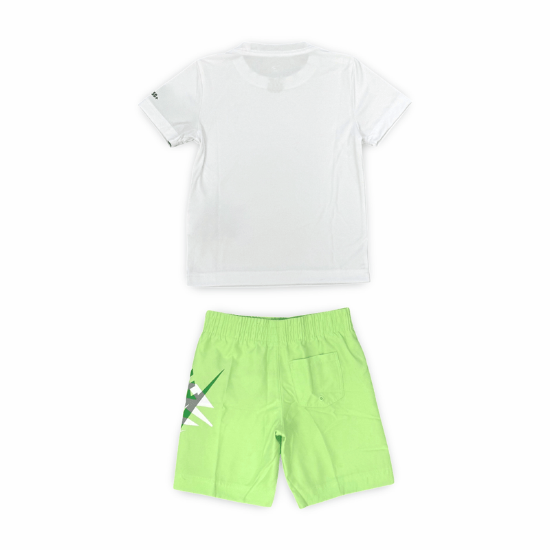 חליפת שתי חלקים קצרה לבנים בצבע לבן וירוק