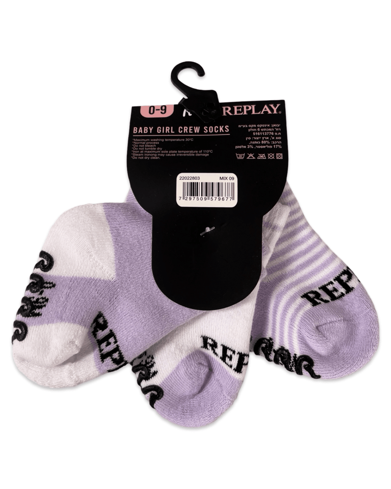 שלשיית גרביים לתינוקות בנות נגד החלקה בשני צבעים לבחירה