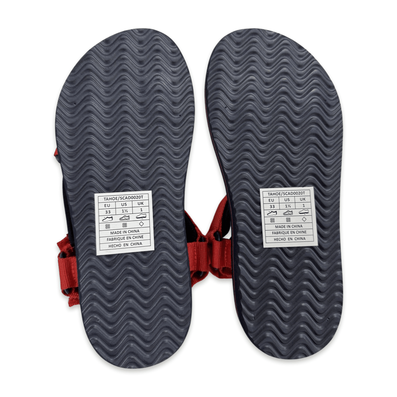 סנדלי קיץ  בצבע אדום עם כחול כהה לבנים