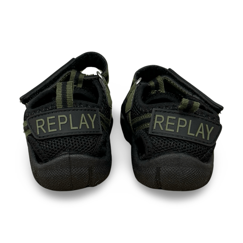 סנדלים בצבע שחור וירוק חאקי לילדים