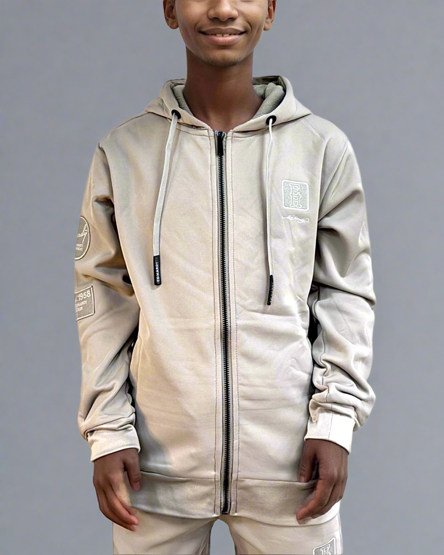 חליפת הד הרדי לבנים עם רוכסן וכיס דגמח- Los Angeles