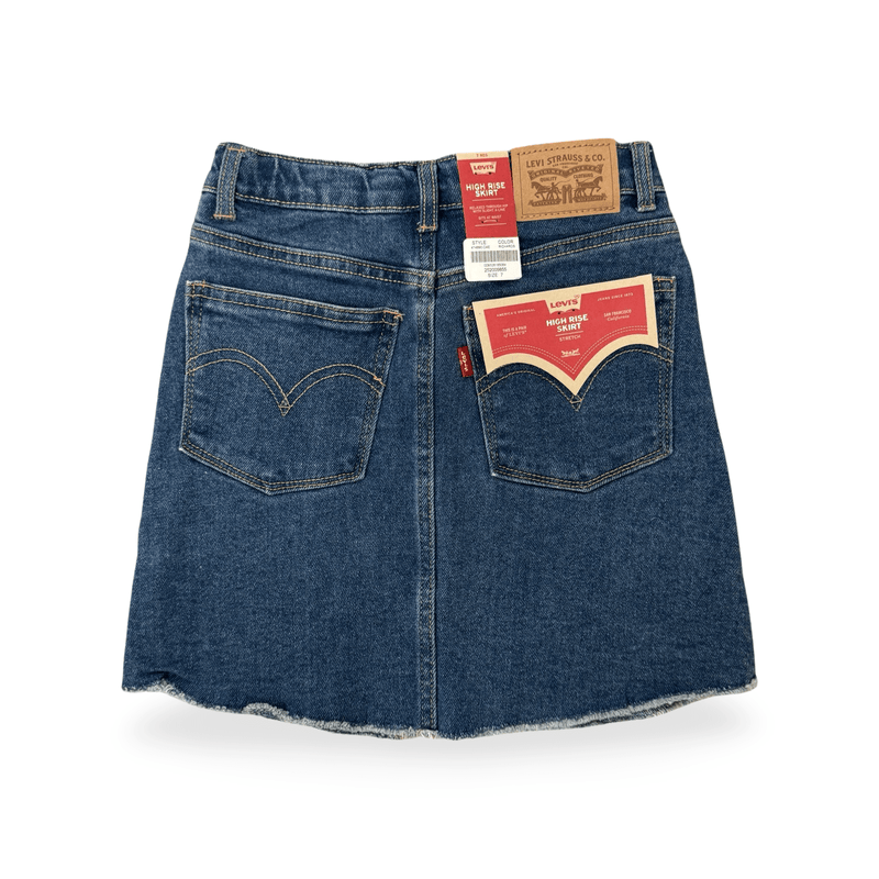 חצאית ג׳ינס ברך לבנות עם תפר חום