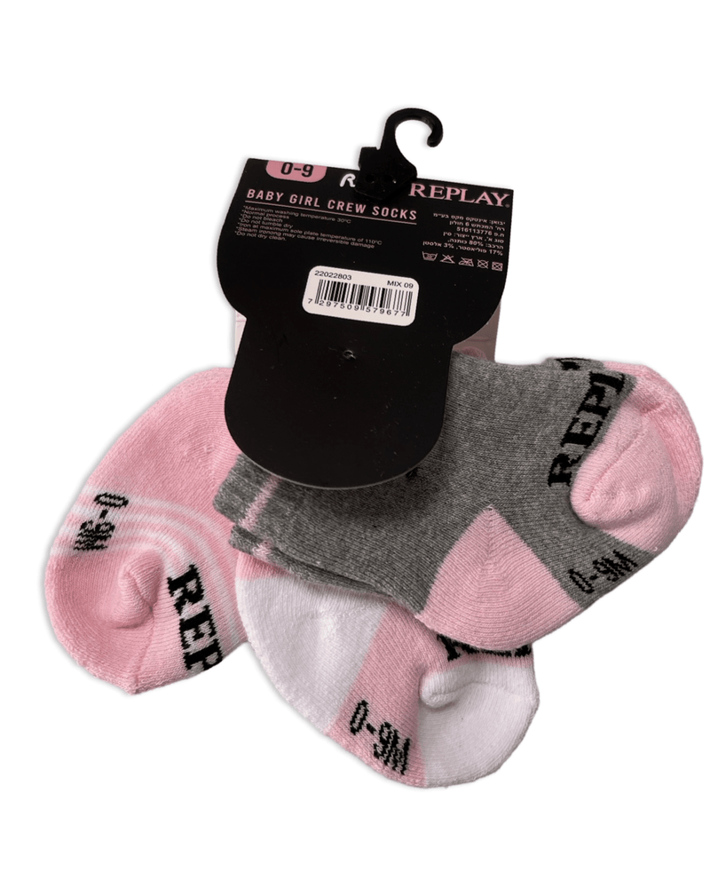 שלשיית גרביים לתינוקות בנות נגד החלקה בשני צבעים לבחירה