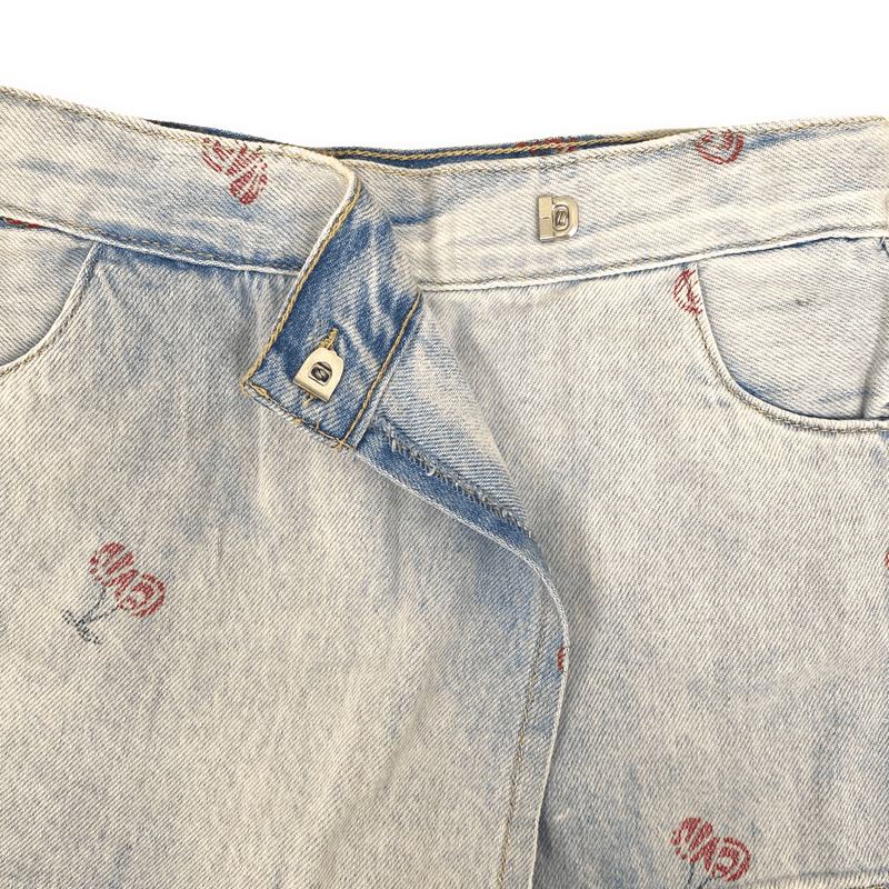 שורט גינס דמוי חצאית לבנות