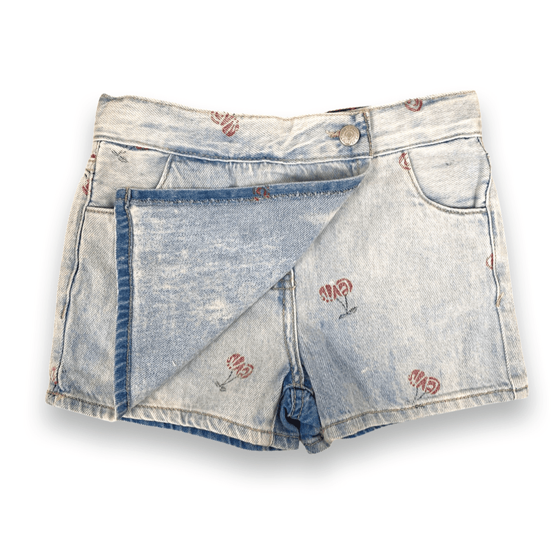 שורט גינס דמוי חצאית לבנות