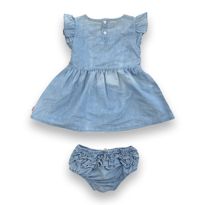 שמלת גינס לבנות עם תחתון חיתולי תואם